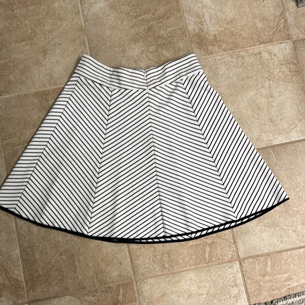 Pixley Black and White A-Line Midi Skirt